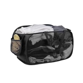 LWLWA Pop Up Wäschekorb, Schwarz Wäschekorb Klappbar, 75 L Wäschekorb Gittergewebe, mit Verstärktem Griff und Bungee-Seil für Schlafzimmer, Badezimmer, Waschküche