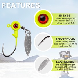 Crappie Jig Heads Fishing Hooks Kit, 30pcs Underspin Jig Heads with Spinner Blade Crappie Jigs Painted Bladed Jig Head for Fishing Lure Jigs Set for Bass Trout Saltwater Freshwater 1/16 1/8 3/16 oz