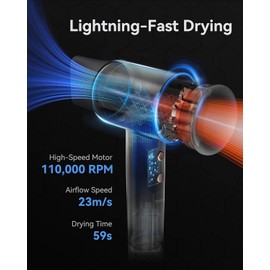 Hair Blow Dryer with Diffuser, Ionic Hair Dryer with 150000 RPM High-Speed Brushless Motor for Fast Drying, Professional Quiet Lightweight Travel Hair Dryer with Diffuser and Nozzle for Home