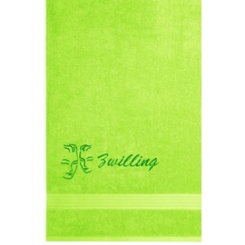 Lashuma Linz Terry Towel with Zodiac Sign Gemini Design 70 x 140 cm Apple Green