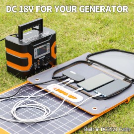 Flashfish Foldable 60W Solar Power Panel Charger USB-C/QC3.0 Output Port E4T7