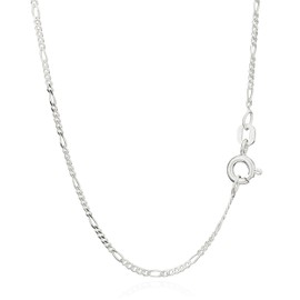 NKlaus Figaro Chain Necklace Thin 925 Sterling Silver Diamond-Coated 1.5 mm, Sterling Silver