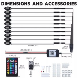 KEEPDSGN 10 Pods Motorcycle LED Rock Light RGB Neon Underglow Kit For Harley Honda Yamaha