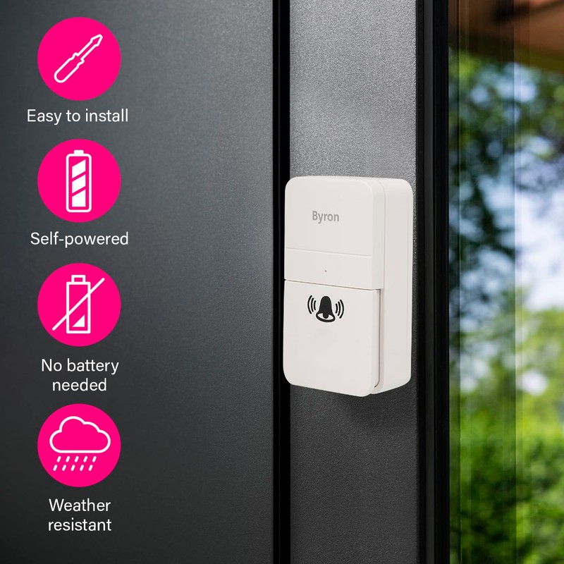 Byron DBY-23445BS Wireless Doorbell Set - 2 Plugs - Kinetic