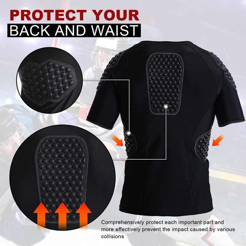 STONEKISS Men’s Chest Protector Shirts, Rib Protective Zipper Shirt for