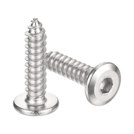 sourcing map M6 x 25mm (25 Pack) Flat Round Socket Head Screws, Stainless Steel Self Tapping Full Thread Hex Socket Cap Screws Bolt for Wood Furniture