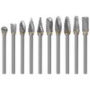 Gasea 10pcs 1/8”(3mm) Shank Rotary Burr Double Cut Tungsten Carbide