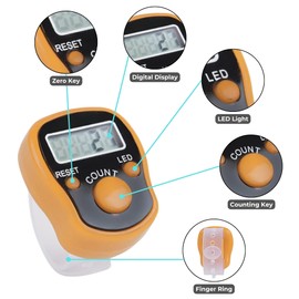 Aurum And Adorn Row Counters for Knitting - Finger Counter Digital - Stitch Counter for Crocheting with LED Light - Orange