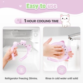 Hilph Neck Cooling Tube for Kids & Toddler & Child, Reusable Ice Ring Neck Cooler Wrap for Kid Hot Weather Summer Heat, Wearable Body Cooling Items for Kids Outdoor Sports, Camping, Beach, Pink Cat