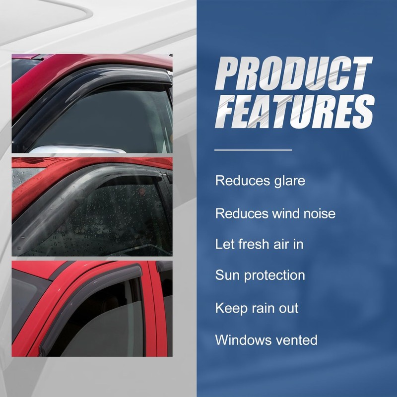 Auto Dynasty 2Pcs Carbon Fiber Pattern Window Visors Compatible with