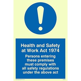 Viking Signs mv299-a6p-p" Health and Safety Work ACT 5014 cm Sign, Semi-Rigid Photo Luminous Numbers Plastic, 150 mm H x 100 mm W