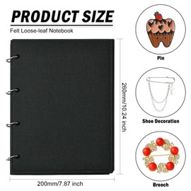 Stiesy 1 x Filz-Schmuck-Organizer-Buch mit Eisenring, Brosche, Sammelbrett, erweiterbares Aufbewahrungsbuch für Abzeichen, Flicken, DIY, Handwerk, Reisezubehör, Halter