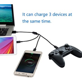 Herfair Micro USB Splitter - 3FT USB Adapter Cord, 480Mbps Data Sync & Fast Charging for Multiple Devices