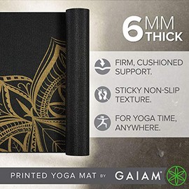 Gaiam Yoga Mat - Premium 6mm Print Extra Thick Non Slip Exercise & Fitness Mat for All Types of Yoga, Pilates & Floor Workouts (68" x 24" x 6mm)