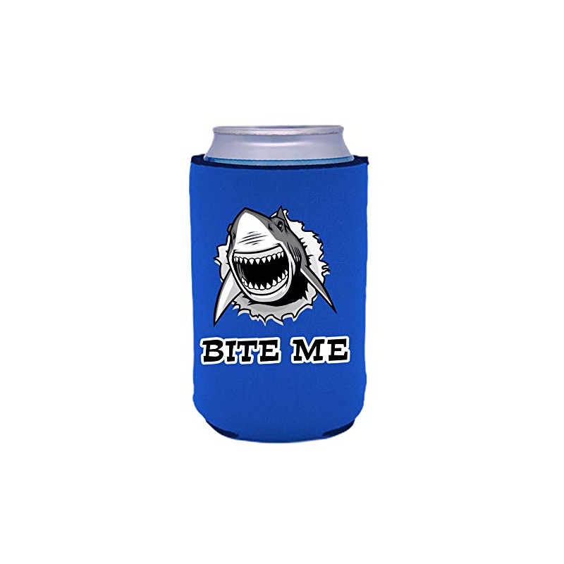Bite Me Shark Collapsible Can Coolie (Royal Blue, 2 Pack)
