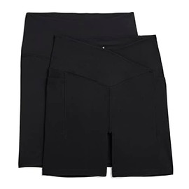 Danskin Women's 2-Pack 7" Active Bike Shorts, Black/Black, Small