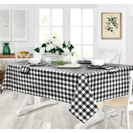 Home Bargains Plus Country - Mantel rústico de tela de algodón a cuadros, diseño de cuadros a cuadros y cuadros de fácil cuidado, 60 x 102 pulgadas, rectangular/rectangular, negro