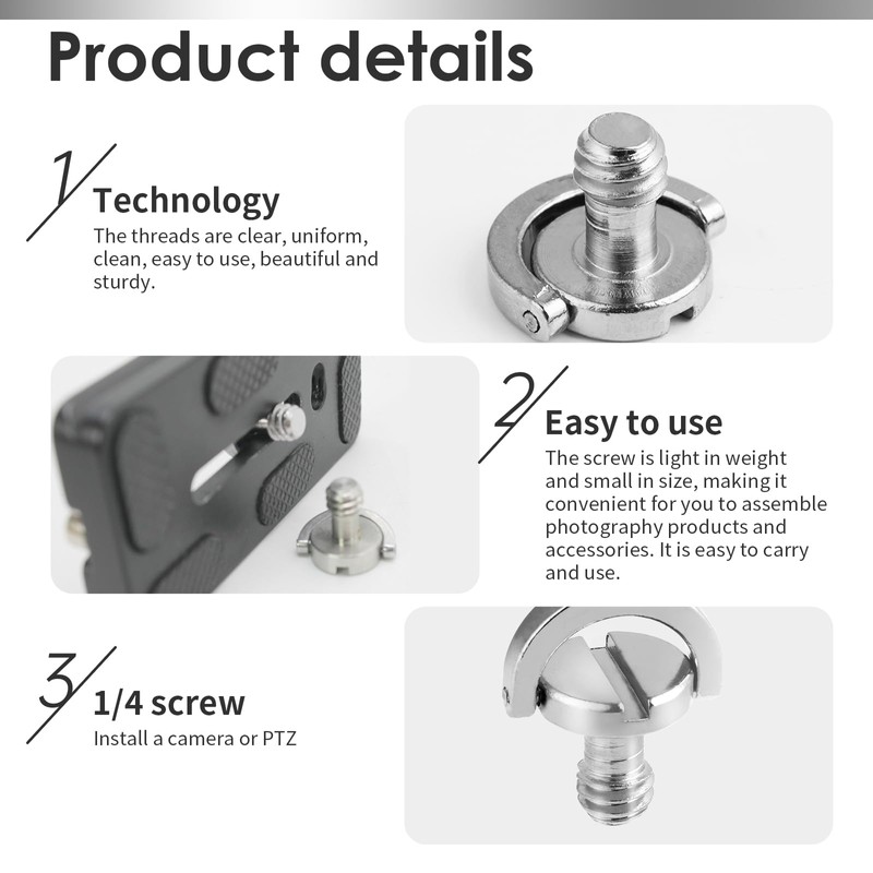 5 Pieces 1/4 Inch Camera Mounting Screw, Tripod Quick Release