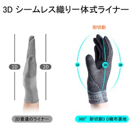 [Vgo...] Work Gloves, HPPE Cut-Resistant Lining, Hand Protector, EN388 Level C, ANSI Level A3, Cut Resistant Gloves, Mechanic Gloves, Maintenance Gloves, Handkerchief, 1 Pair CA9777CT (XL, Gray)..