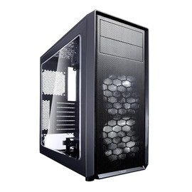 Fractal Design Focus G - Mid Tower Computer Case - ATX - High Airflow - 2X Fractal Design Silent LL Series 120mm White LED Fans Included - USB 3.0 - Window Side Panel - Black