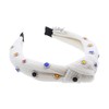 Cotton Twist Knot Headband with Colored Rhinestones - White