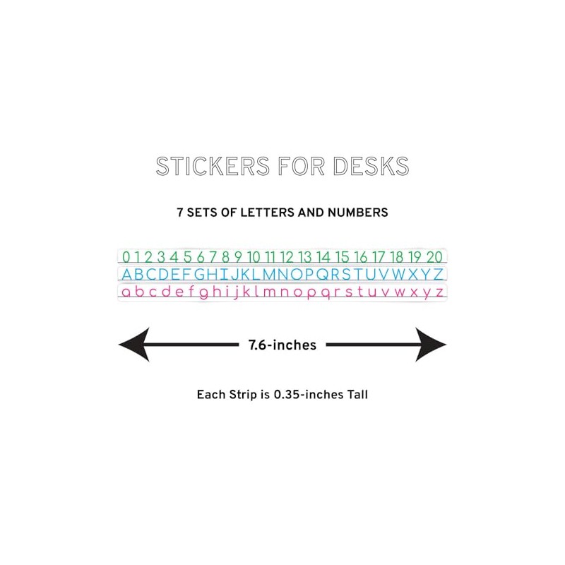 Removable Desk Stickers - Alphabet Letters Strips and 0-20 Numbers
