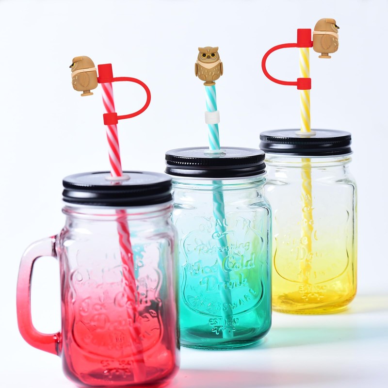CAIRIAC Straw Covers, Silicone Straw Tip Covers Cute Owl Straw