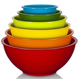 Generic Plastic Mixing Bowl Set Colorful Serving Bowls for the Kitchen, Assorted Sizes, 6 Pack