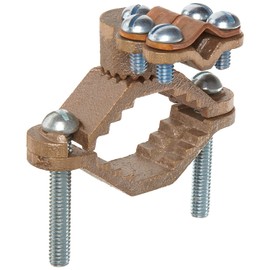 Morris Products 91692 Ground Clamp, with Adaptor, for Armored and Unarmored Wire, 8-4/0 Wire Range, 1-1/4" - 2" Water Pipe Range, 2-Pack