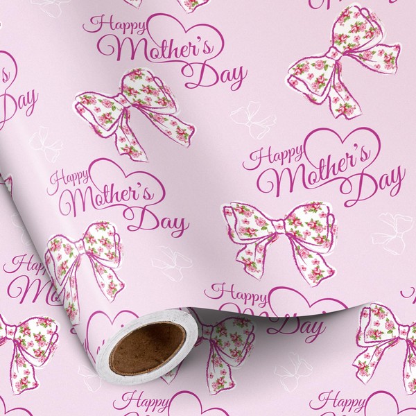 RUSPEPA Mother's Day Wrapping Paper Roll, Mini Roll, Pink Floral