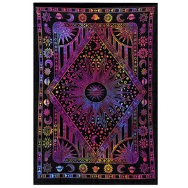 THE ART BOX Purple Hippie Mandala Sun Moon Burning Sun Tapestry for Bedroom Celestial Busning Sun Tapestry Bohemian Wall Hanging Planet Tapestry
