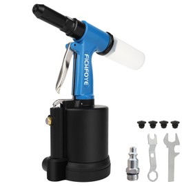 FICHFOYE Heavy Duty Pneumatic Rivet Gun, 3500 lbf Rivet Gun Set- 3/32", 1/8", 5/32", 3/16" Air Riveter with NPT 1/4 inch for Automotive, Construction, Manufacturing Industries