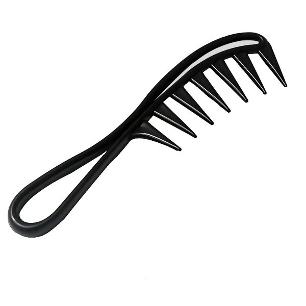 Wide-Tooth Shark Hair Comb 2-Pack - Black Detangling Combs for