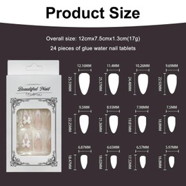 BRDXOOL Women's Nails Bow Nails Almond Nails Bright Colour Nail Art Patches 3D Nails Pink Nails Cute Nail Decoration