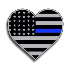 Real Sticky Police Heart Blue Line American Flag Sticker Cup Car Vehicle Window Bumper Decal