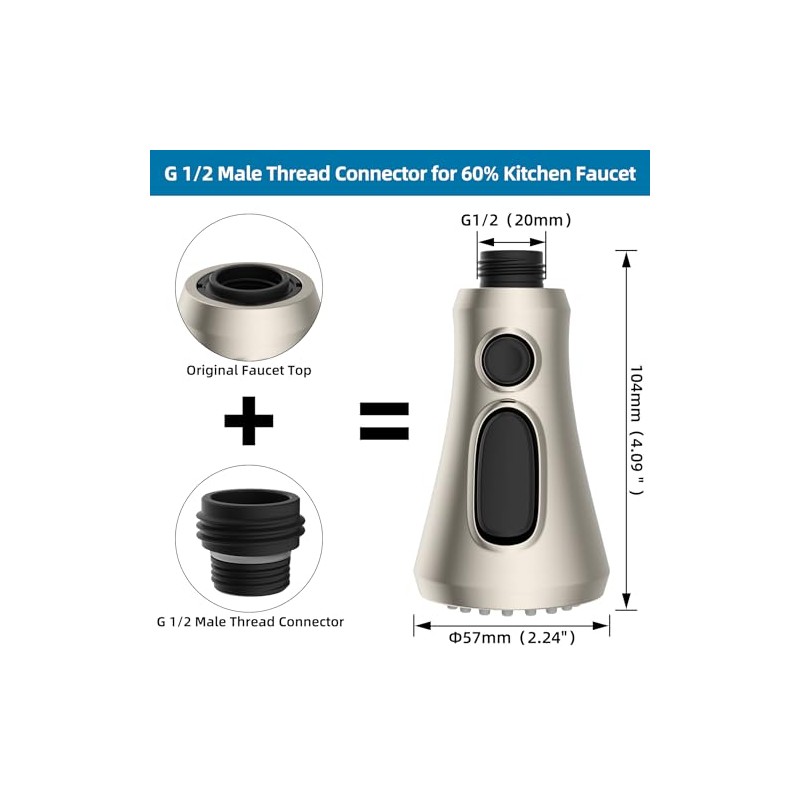 Universal Kitchen Faucet Head Replacement Compatible with Kohler/Moen/Delta Faucet with