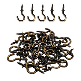 MYYZMY 120 Pcs 1/2 Inch Screw-in Hooks Nickel Plated Metal Cup Hooks, Ceiling Hooks Bronze