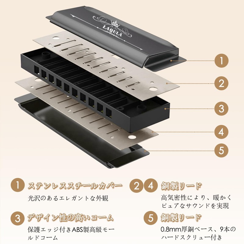 Harmonica Diatonic 10 Holes C Tone Beginner Advanced Airtight Blue
