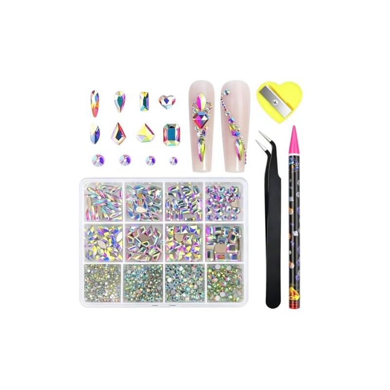 Nivofu diamantes de imitación para uñas, decoración de uñas