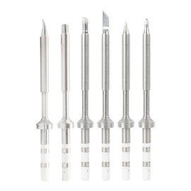 6PCS TS100 Soldering Tips Kit with Threaded Insert Adapter, Compatible with TS100|TS101|/PinecilV2|pine64 Soldering Iron- Includes TS-C4, TS-K, TS-ILS, TS-J02, TS-D24, Fast Heating