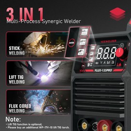 YESWELDER FLUX-135PRO 135Amp MIG Welder 110V Flux Core Welder, Gasless MIG/Lift TIG/Stick Multi-Process Synergic Welding Machine, Large LED Display IGBT Inverter Technology, TIG Torch NOT Included
