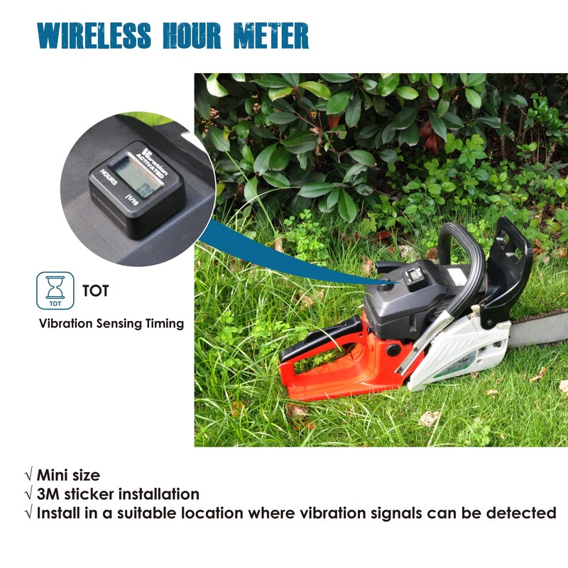 Runleader Digital Mini Vibration Activated Hour Meter, Signal Wireless Detect,Maintenance