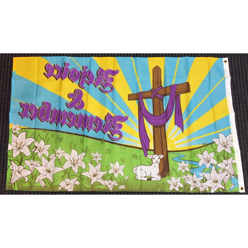 Easter Rejoice & Remember Flag 3x5ft Poly