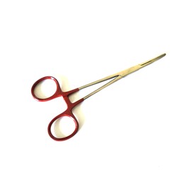 Fishing Clamp Set 5.5" Straight Hemostat Forceps Locking Tweezers Clamp Stainless Steel (Red)