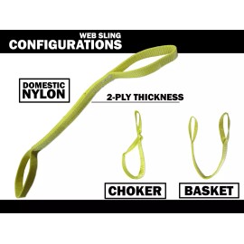 Unbranded 1" x 5 ft Nylon Web Lifting Sling Tow Strap 2-ply EE2-901 Eye & Eye USA