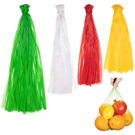 300 Pcs Reusable Mesh Nylon Netting with Loop Style Closures, Onion Reusable Nylon Mesh Net Produce Grocery Toys Fruits Vegetables Storage Poly Bags, Seafood Bag,13.8-23.6 Inch 4 Sizes