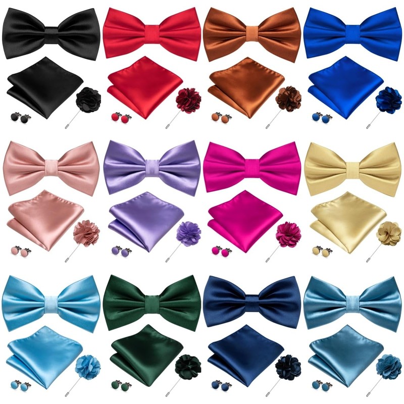 RBOCOTT Royal Blue Bow Tie for Men Silk Bowtie and