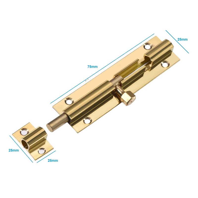 TERF Door Bolt Polished Brass Barrel Slide Lock 75mm [3'']