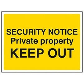 V Safety Security Notice, Private Property, Keep Out Sign - 200mm x 150mm - 1mm Rigid Plastic