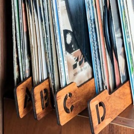 LRUIKEO Vinyl Record Dividers, Alphabetical Vinyl Record Storage Dividers A-Z, 26 Record Rack Organization Guides, Album Box Collection Bins for Music Lovers